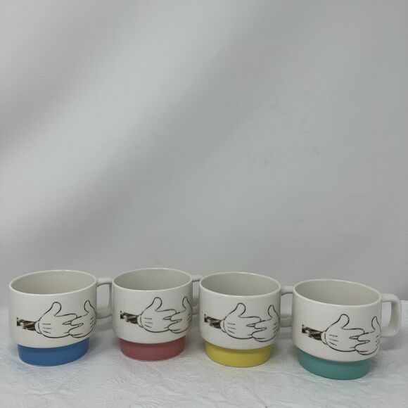 Disney Mickey Daiso Colorful Mug Red Blue Green Yellow stackable vintage - Picture 1 of 13